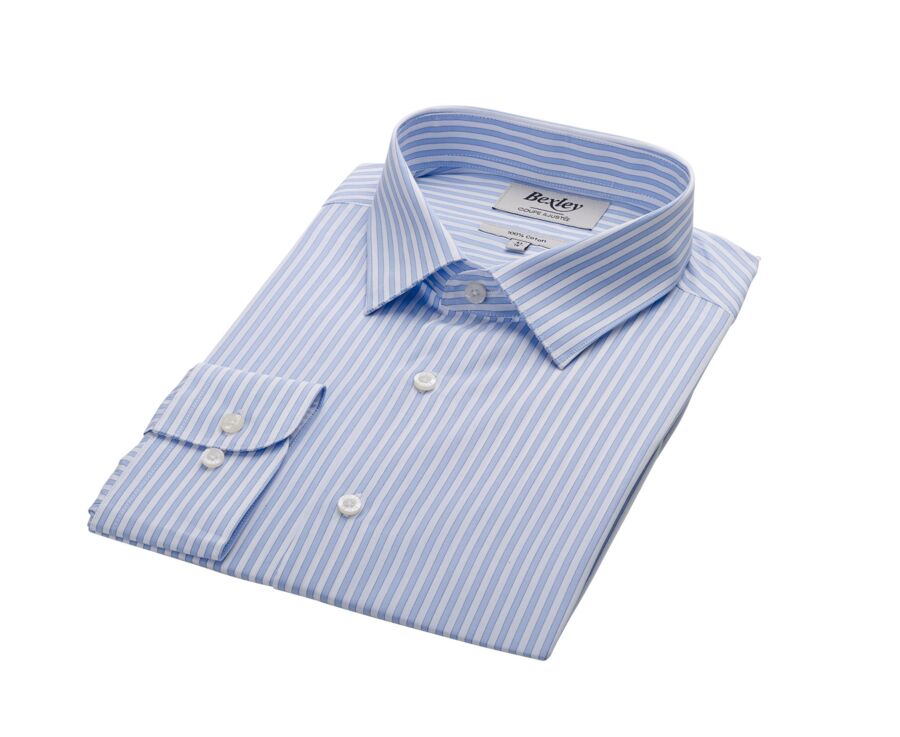 Chemise à rayures Bleu ciel et blanc - Col français - LEONDRE