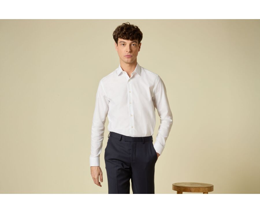 Chemise homme blanche en coton uni - LUDIVIEN CLASSIC