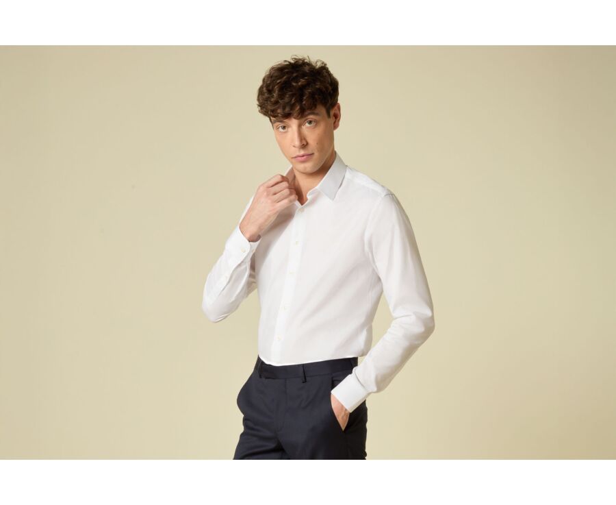 Chemise homme blanche en coton uni - LUDIVIEN CLASSIC