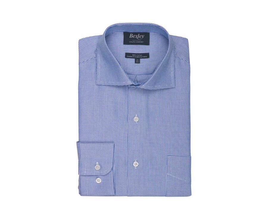 Chemise homme bleu océan à micro-motif - SAVINO