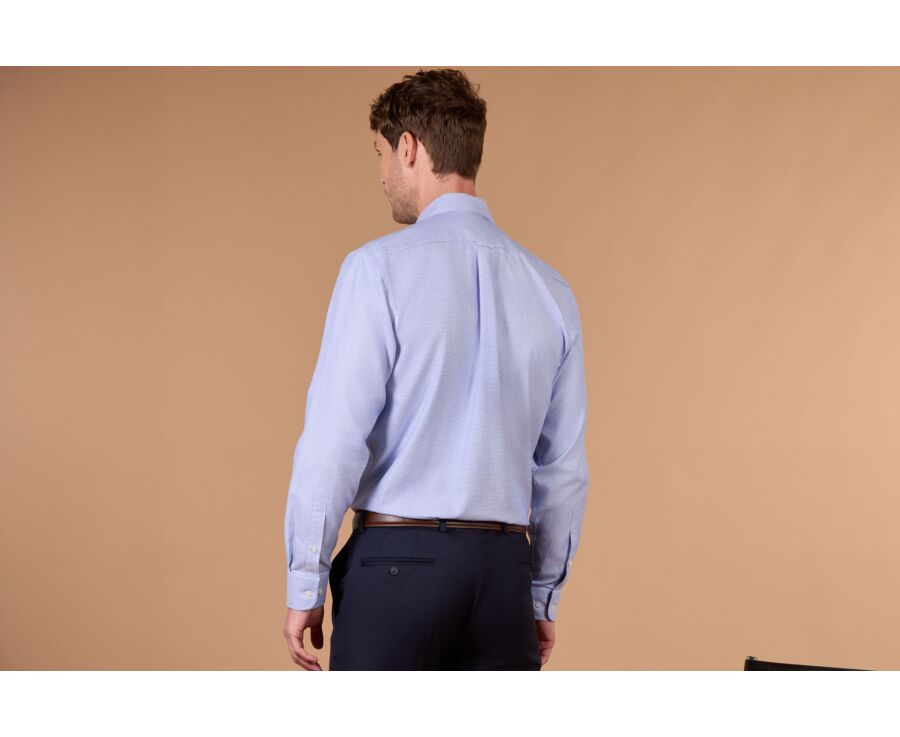 Chemise homme bleu océan à micro-motif - SAVINO