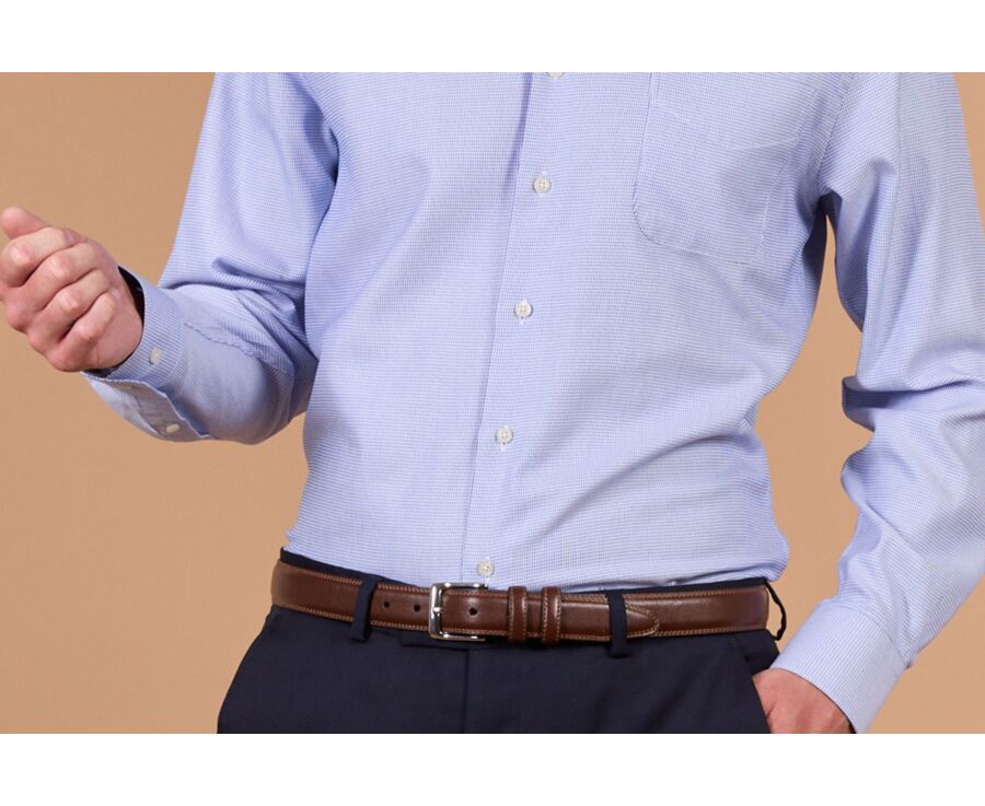 Chemise homme bleu océan à micro-motif - SAVINO
