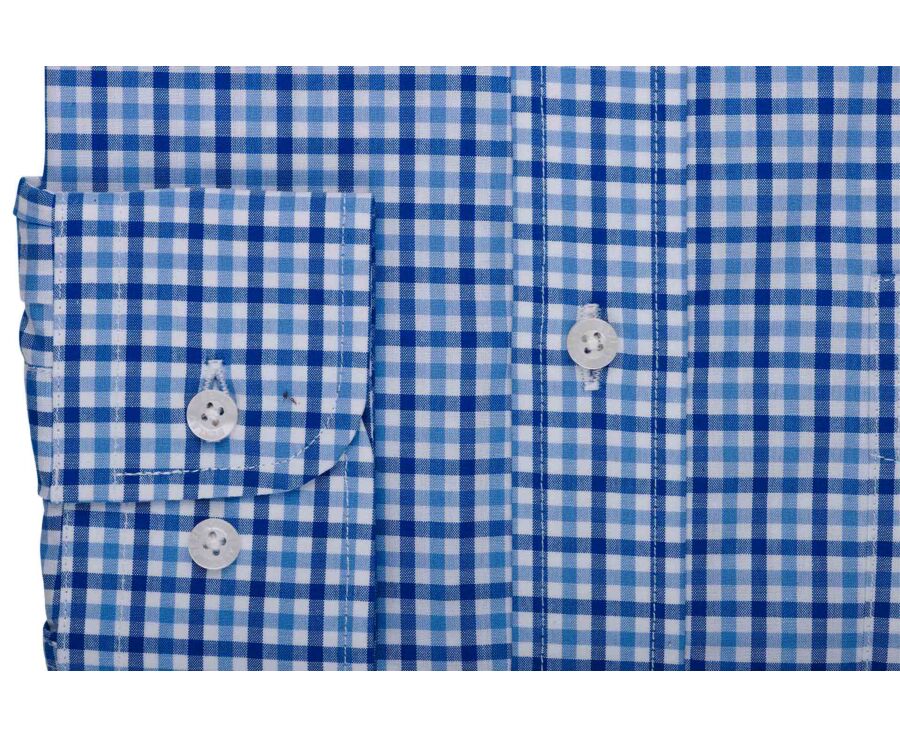 Chemise homme à carreaux fins bleu et bleu ciel - CULLEN