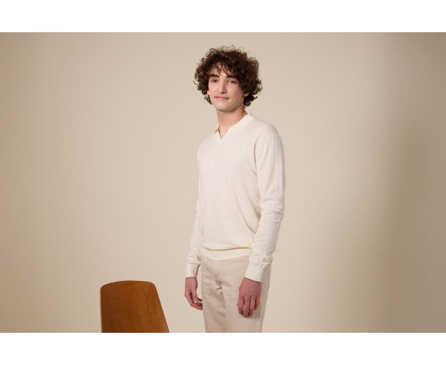 Pull homme col polo Ficelle - BRAVLIN