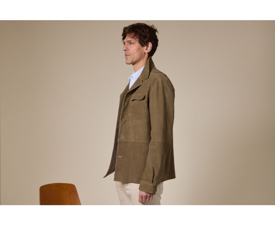 Veste Cuir Velours Kaki  - SEDRICK