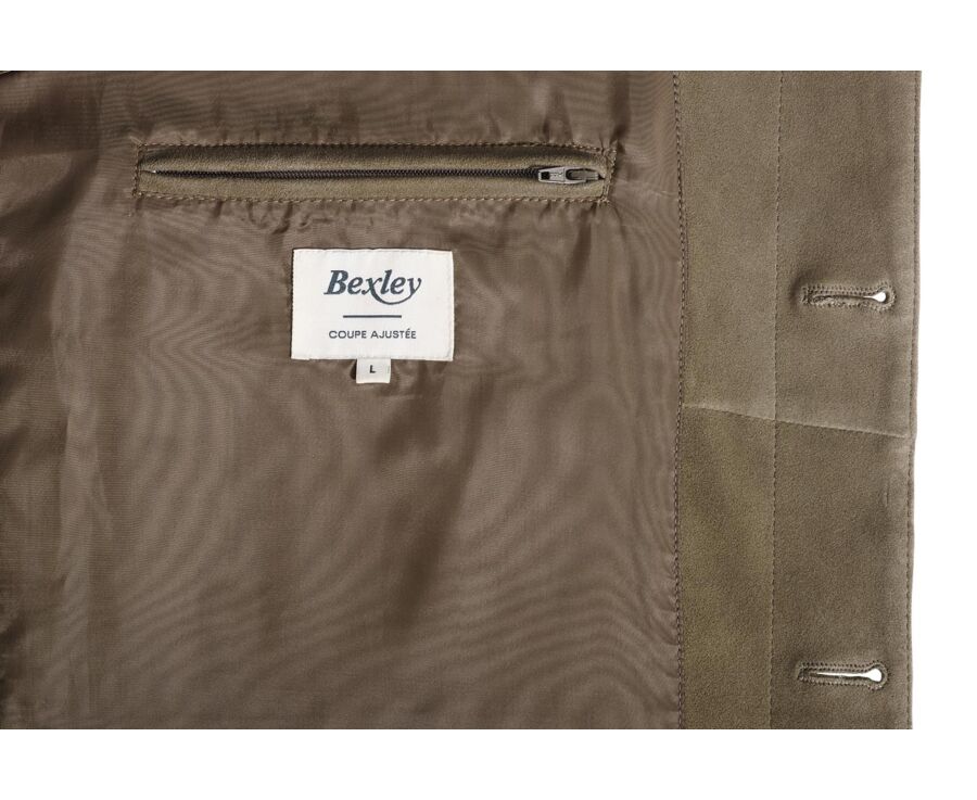 Veste Cuir Velours Kaki  - SEDRICK