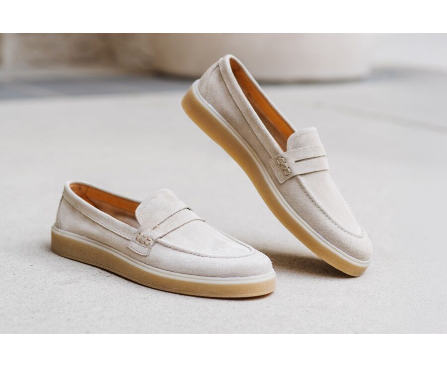 Mocassin homme Velours Greige - BOKEELA