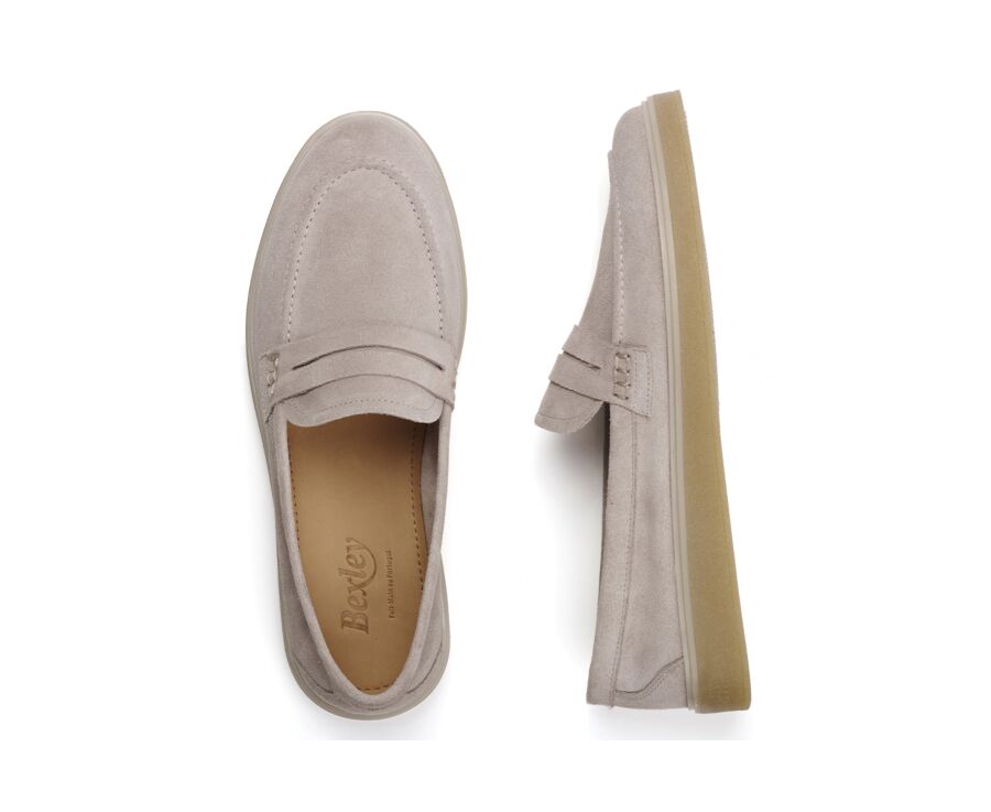 Mocassin homme Velours Greige - BOKEELA
