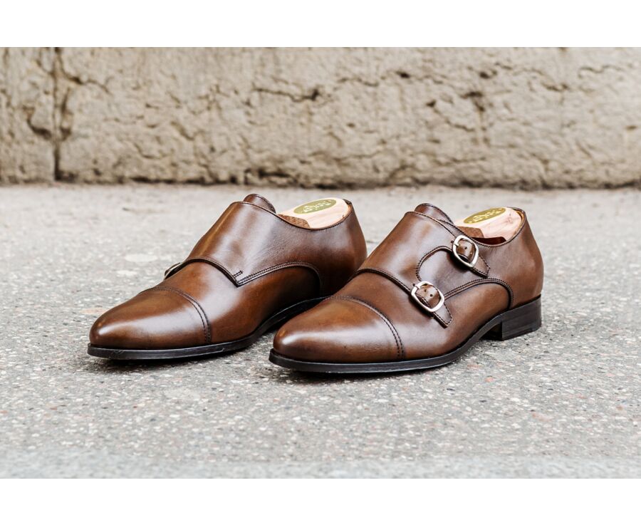 Chaussures homme Caramel Patiné - Double boucle - CHEWTON
