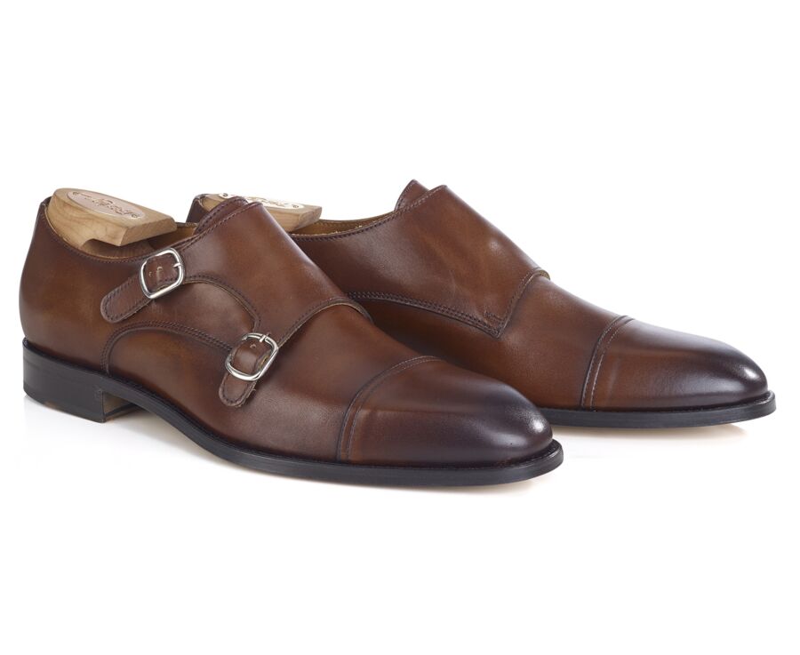 Chaussures pour homme Cognac Patiné - Double Boucle - LANGFORD