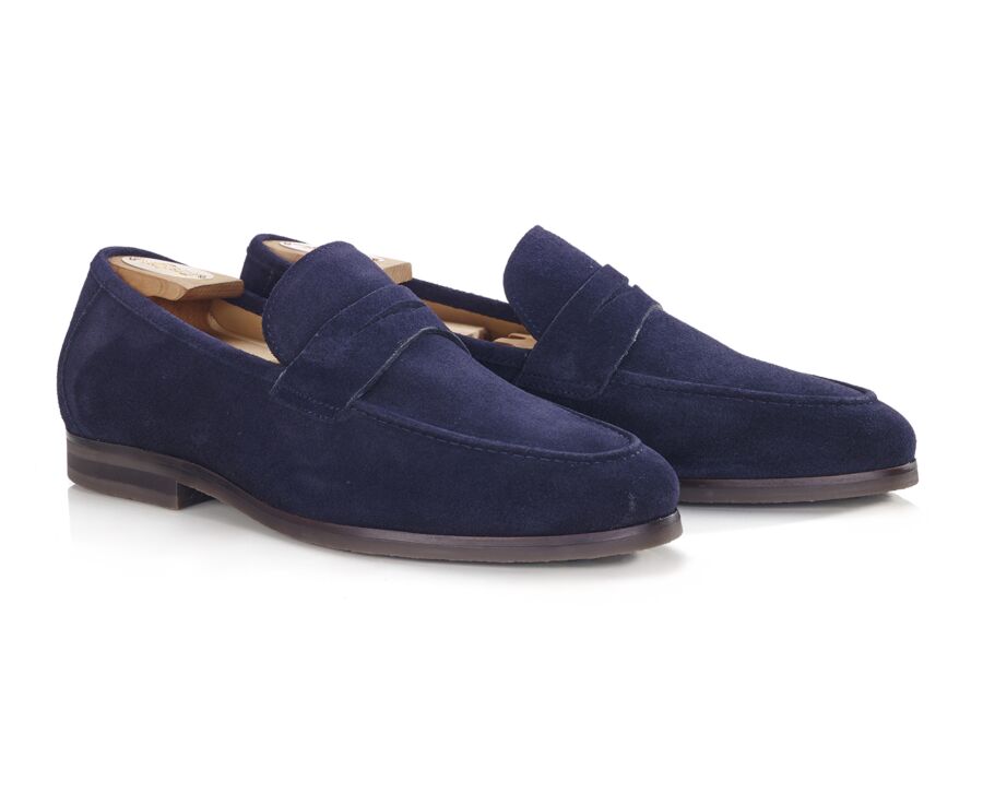 Mocassin homme Velours Marine - Semelle Gomme - DERVIO II GOMME