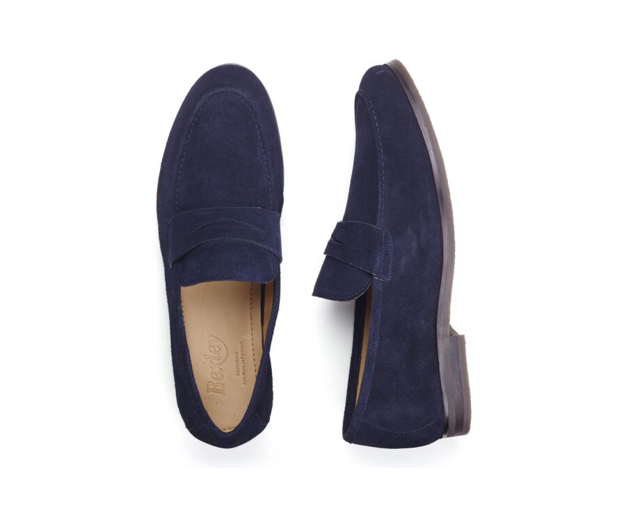 Mocassin homme Velours Marine - Semelle Gomme - DERVIO II GOMME