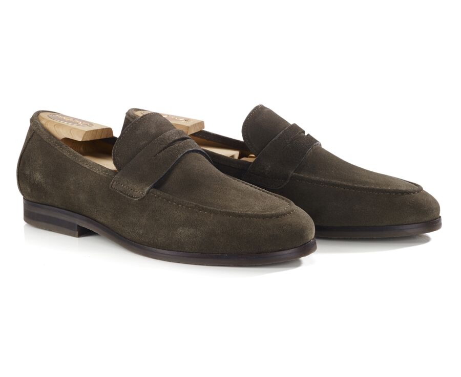 Mocassin homme Velours Kaki - Semelle Gomme - DERVIO II GOMME
