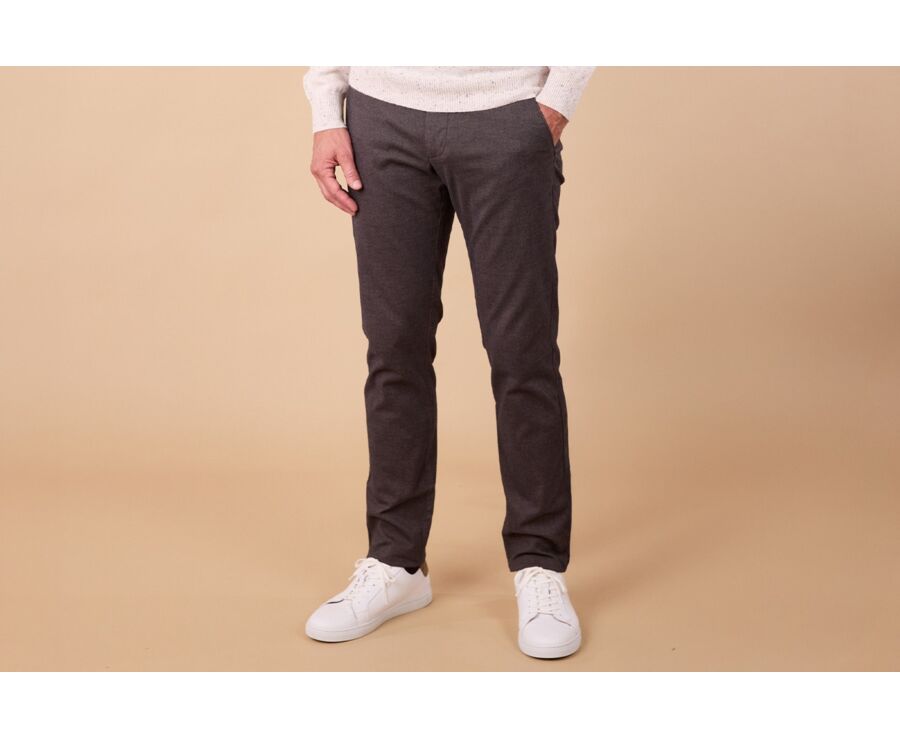 Pantalon chino homme à chevrons chocolat - JORDEN II