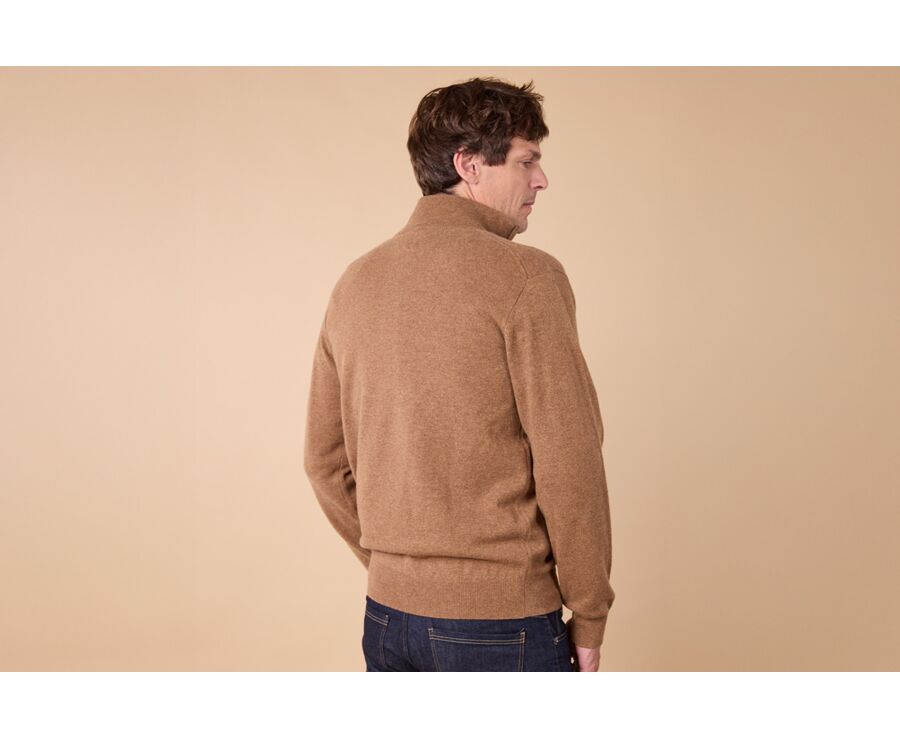 Pull col zippé homme laine - Noisette et Gris Chiné - KEYDEN II