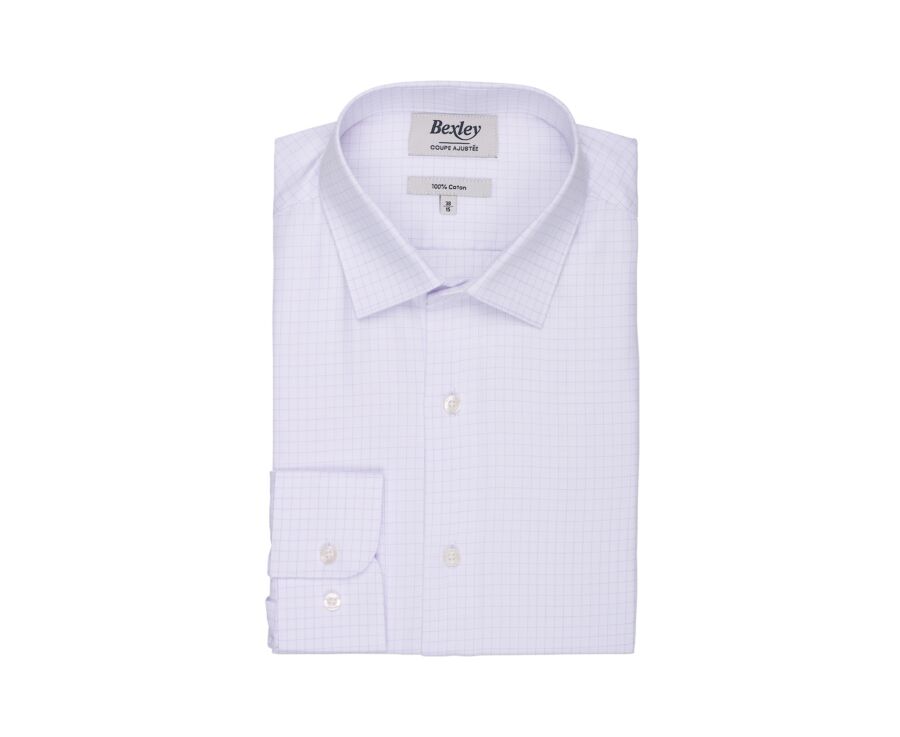 Chemise homme à carreaux parmes et blancs - DORIMOND CLASSIC