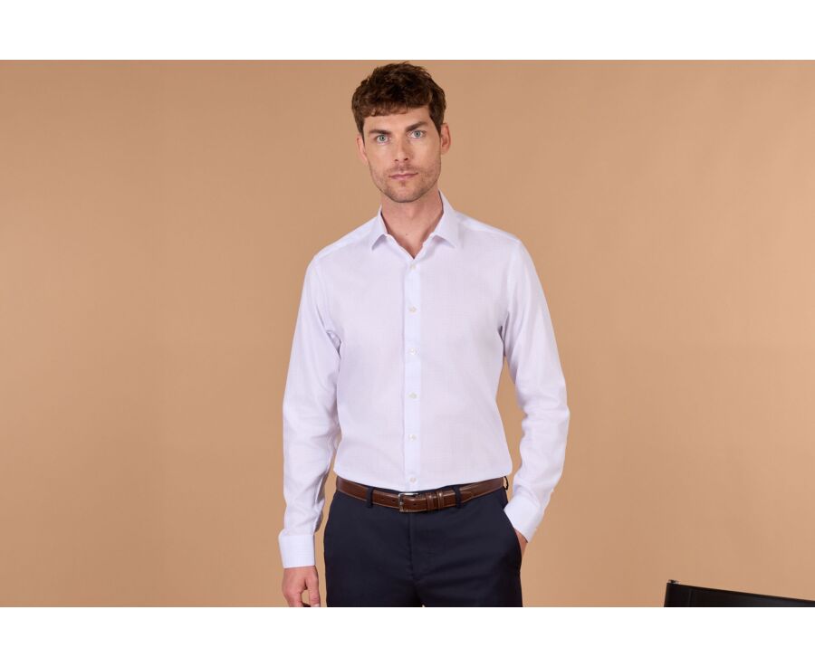 Chemise homme à carreaux parmes et blancs - DORIMOND CLASSIC