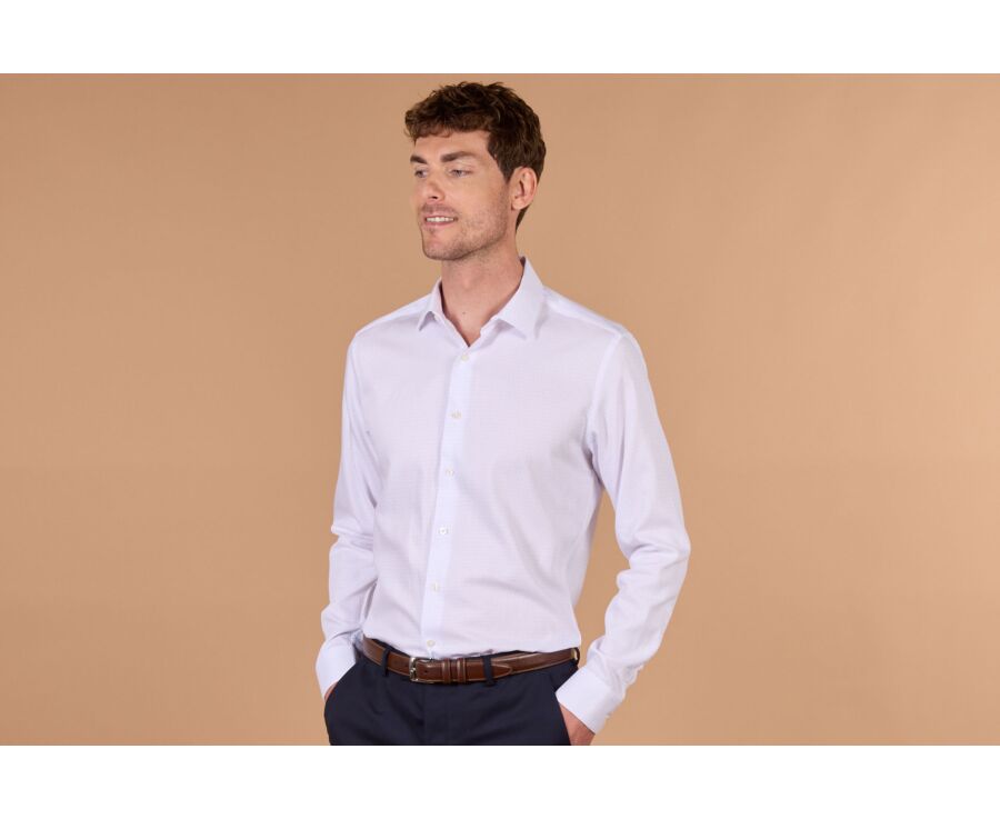 Chemise homme à carreaux parmes et blancs - DORIMOND CLASSIC