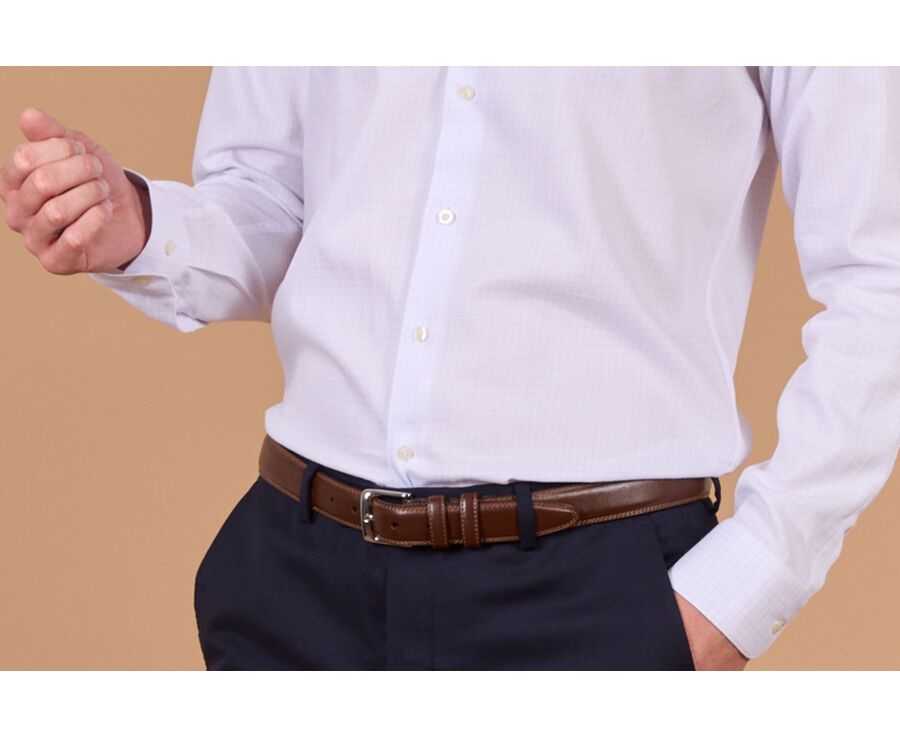 Chemise homme à carreaux parmes et blancs - DORIMOND CLASSIC