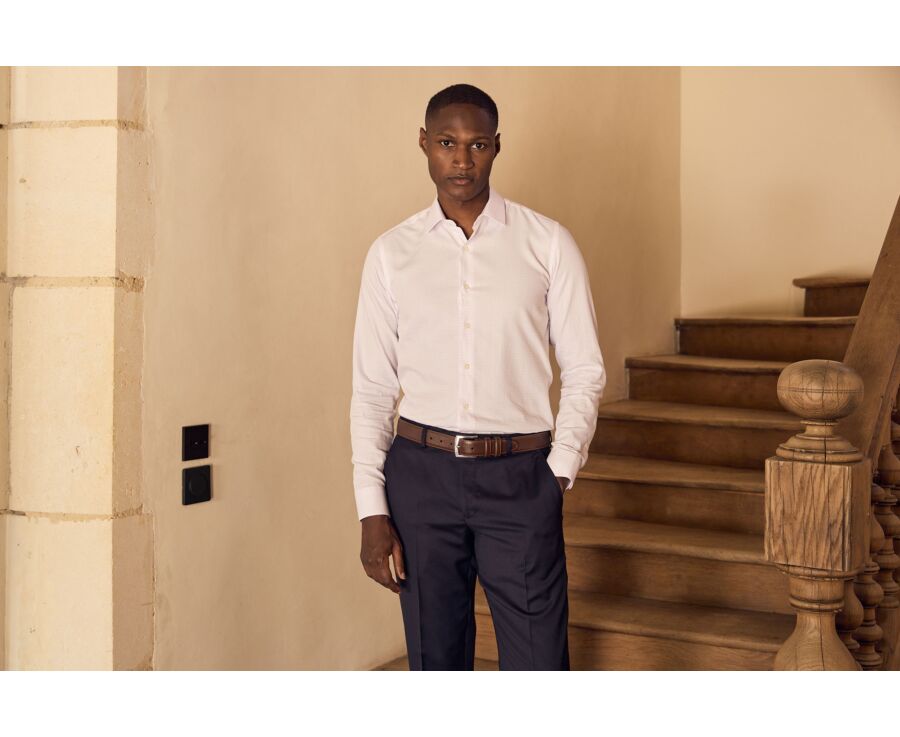 Chemise homme à carreaux parmes et blancs - DORIMOND CLASSIC