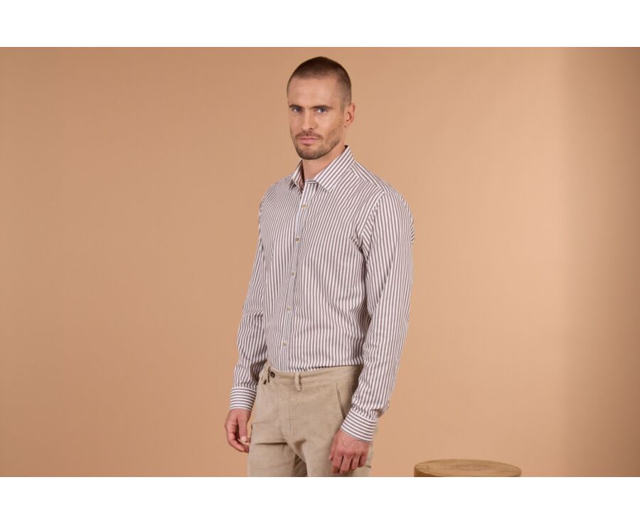 Chemise homme flanelle blanc et chocolat - SIMION II