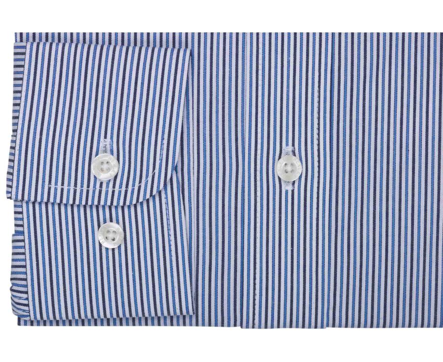 Chemise homme à fines rayures navy et bleues - FLORIEN