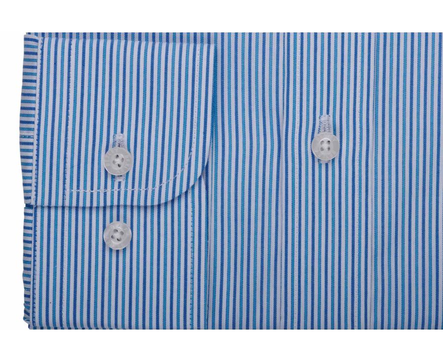 Chemise homme à fines rayures bleu et vert - FLORIEN
