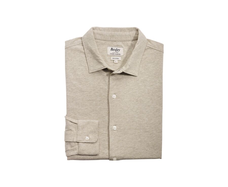 Chemise homme jersey 100% coton - Taupe Clair Chiné - AIGNAN