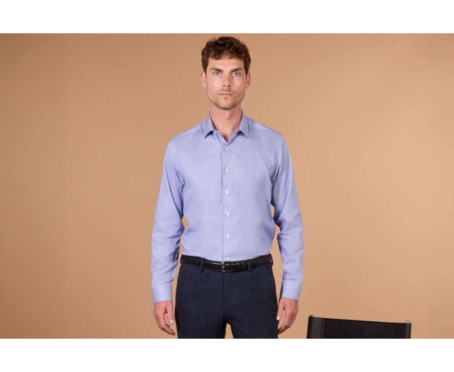 Chemise homme à rayures navy et blanches - DUNANT CLASSIC