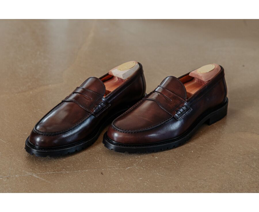 Mocassin homme en veau italien patiné - DOWARD GOMME