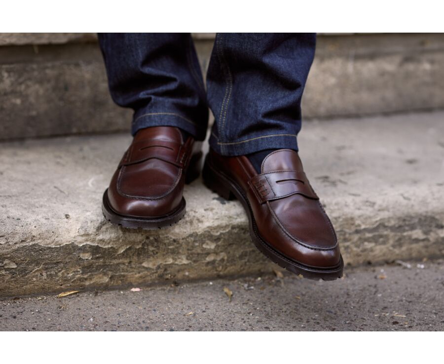 Mocassin homme en veau italien patiné - DOWARD GOMME