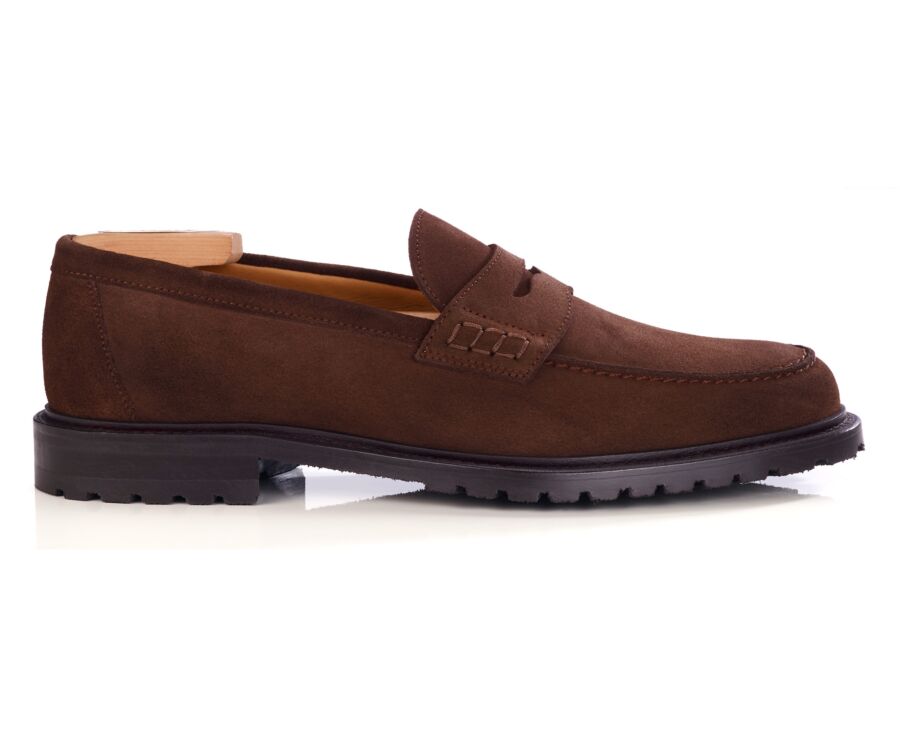 Mocassin homme en velours chocolat - DOWARD GOMME