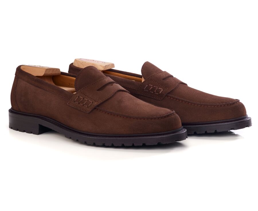 Mocassin homme en velours chocolat - DOWARD GOMME
