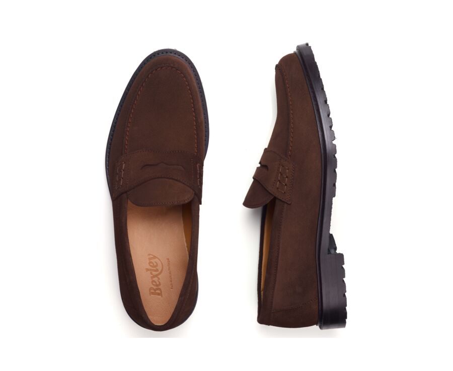 Mocassin homme en velours chocolat - DOWARD GOMME