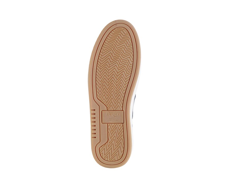 Sneakers cuir homme - Navy Patiné et Velours Gris - NANGKITA