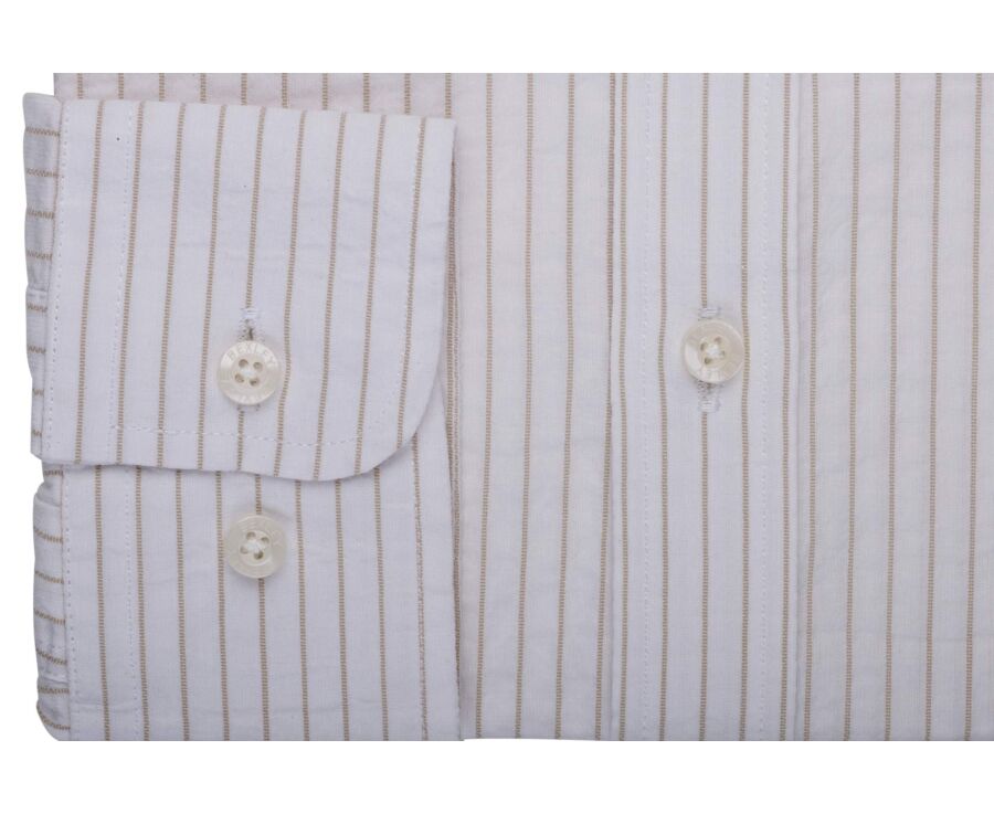 Chemise homme blanche à fines rayures beige - FOLBERT