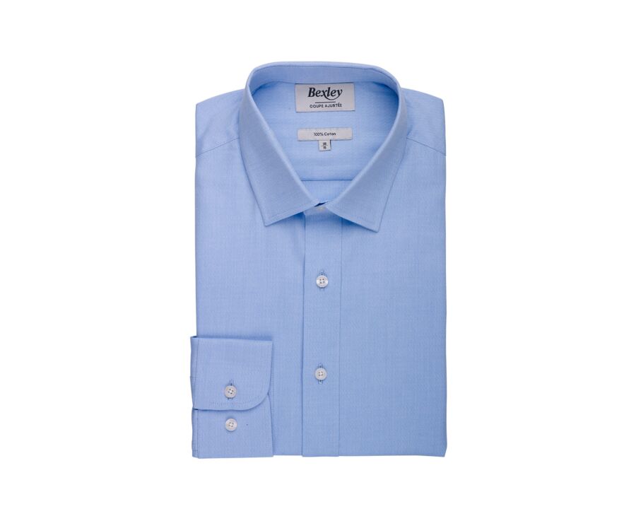 Chemise homme unie en twill bleu - FROMOND