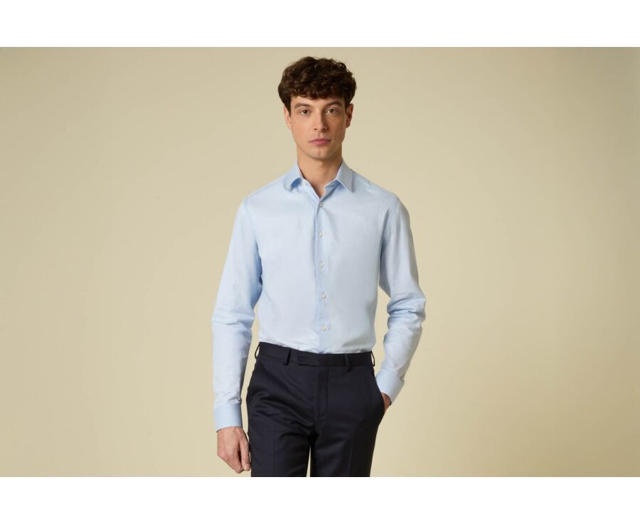Chemise homme unie en twill bleu - FROMOND