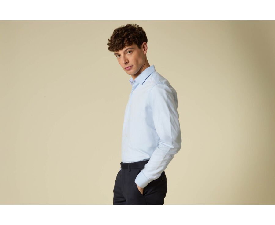 Chemise homme unie en twill bleu - FROMOND