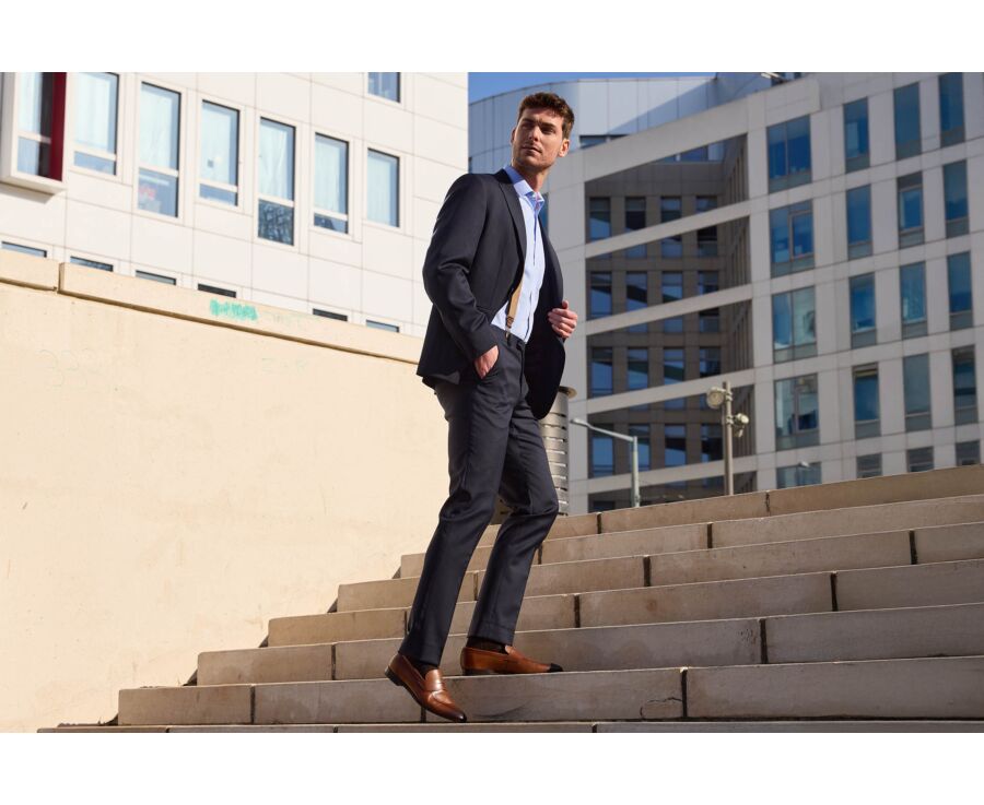 Chemise homme unie en twill bleu - FROMOND