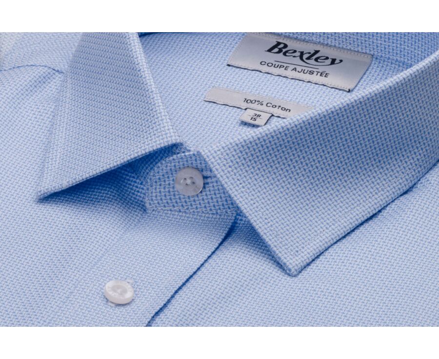 Chemise homme bleu en twill effet chiné - VERNON