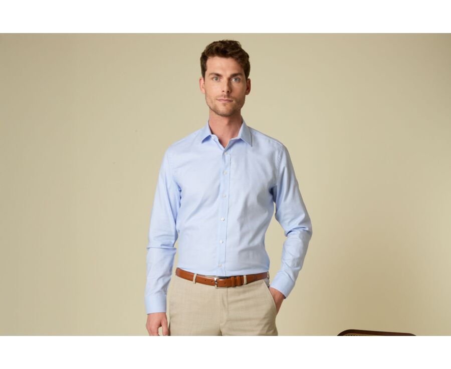 Chemise homme bleu en twill effet chiné - VERNON