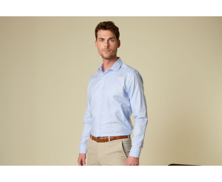 Chemise homme bleu en twill effet chiné - VERNON