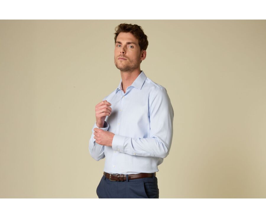 Chemise homme bleu clair en twill effet chiné - VILMOND CLASSIC