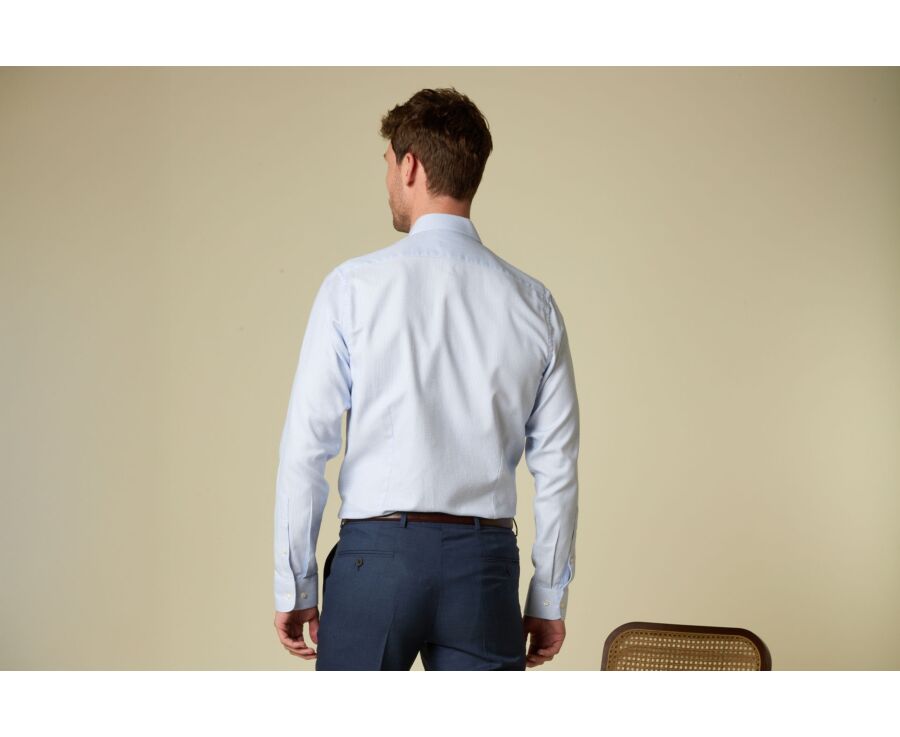 Chemise homme bleu clair en twill effet chiné - VILMOND CLASSIC