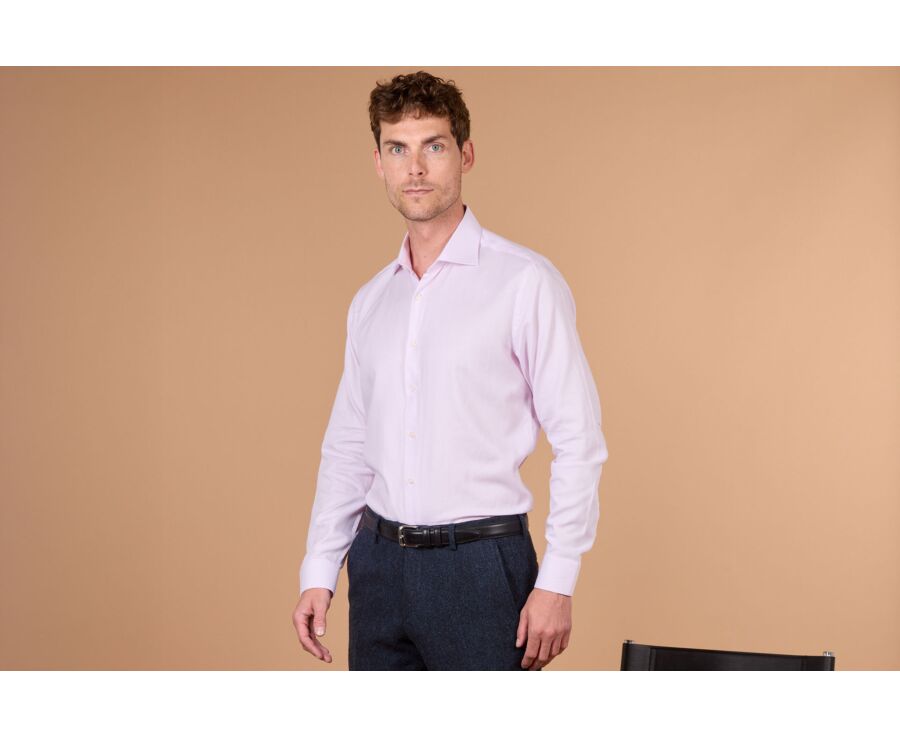 Chemise homme rose pâle en twill - TOMMASSO CLASSIC