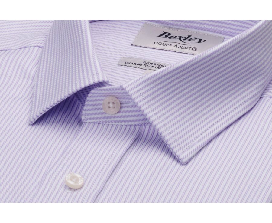 Chemise homme à fines rayures parme et blanc - DAMELIN