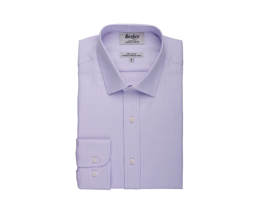 Chemise homme à fines rayures parme et blanc - DAMELIN
