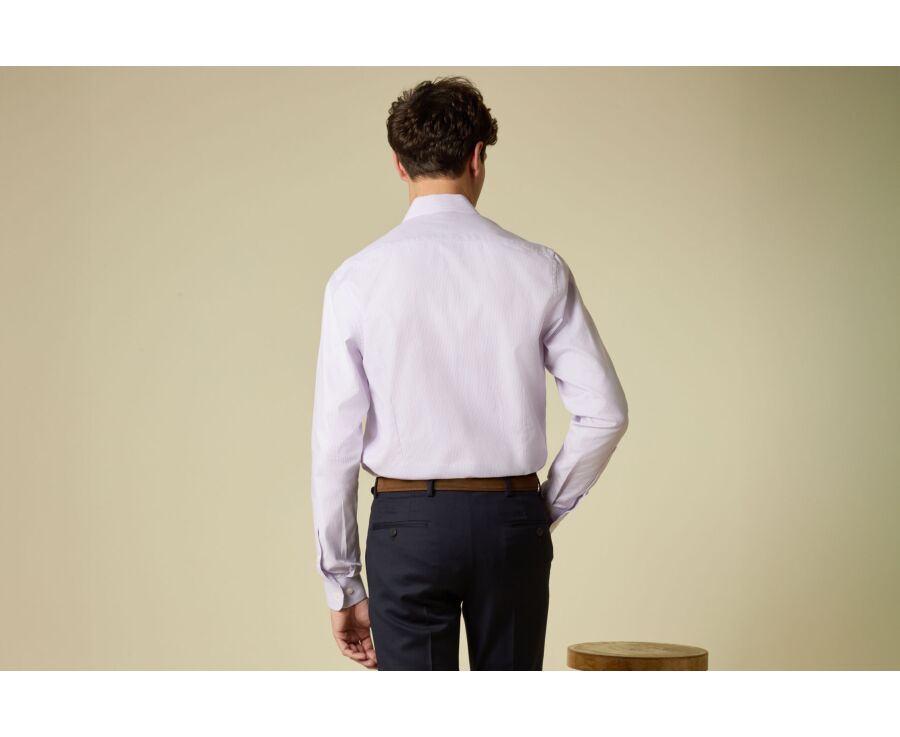 Chemise homme à fines rayures parme et blanc - DAMELIN