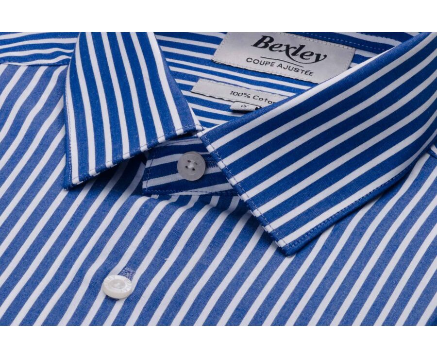 Chemise à fines rayures bleu océan et blanc - DONATIEN CLASSIC
